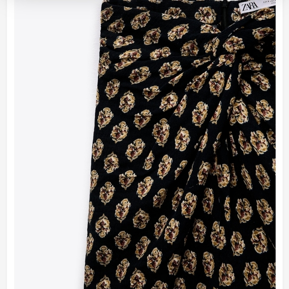 NWT ZARA PRINTED GATHERED SKIRT - Picture 4 of 11